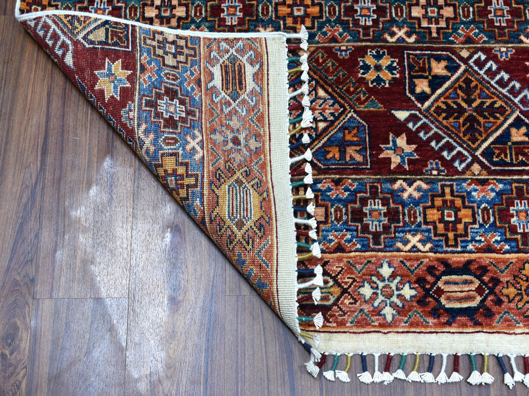 5'7" x 8'4" New Hand Knotted Ivory Wool Rectangle Oriental Rug - MOA10252764
