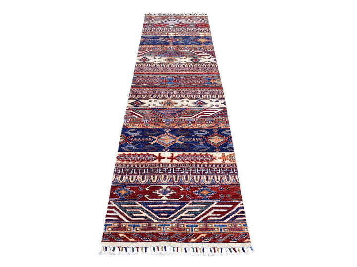 2'4" x 9'1" New Hand Knotted Blue Wool Runner Oriental Rug - MOA10252839