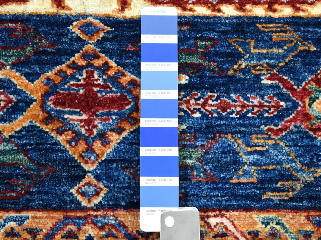 2'4" x 9'1" New Hand Knotted Blue Wool Runner Oriental Rug - MOA10252839