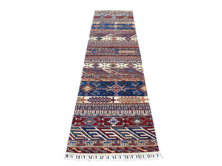 2'4" x 9'2" New Hand Knotted Blue Wool Runner Oriental Rug - MOA10252851