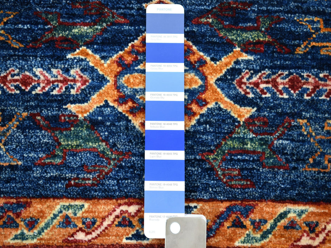 2'4" x 9'2" New Hand Knotted Blue Wool Runner Oriental Rug - MOA10252851