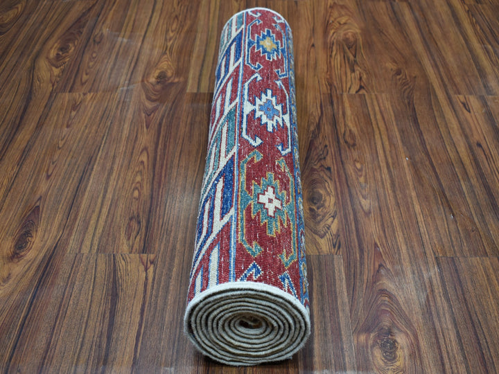 2'4" x 9'2" New Hand Knotted Blue Wool Runner Oriental Rug - MOA10252851
