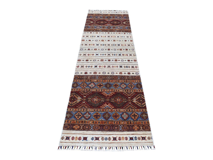 2'7" x 9'0" New Hand Knotted Ivory Wool Runner Oriental Rug - MOA10252863