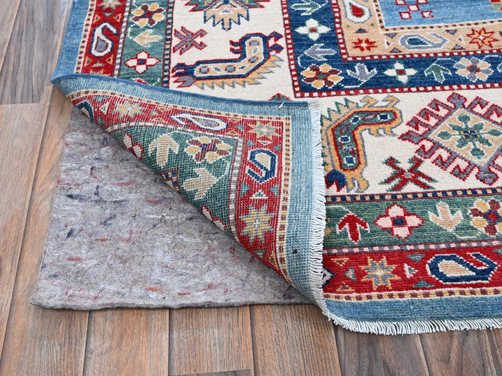 9'9" x 14'0" New Hand Knotted Blue Wool Rectangle Oriental Rug - MOA102528