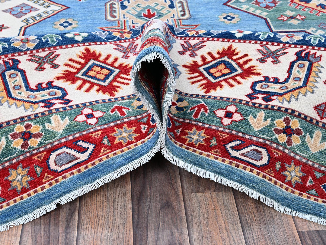 9'9" x 14'0" New Hand Knotted Blue Wool Rectangle Oriental Rug - MOA102528