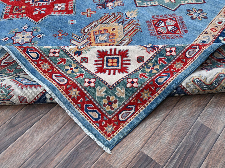 9'9" x 14'0" New Hand Knotted Blue Wool Rectangle Oriental Rug - MOA102528