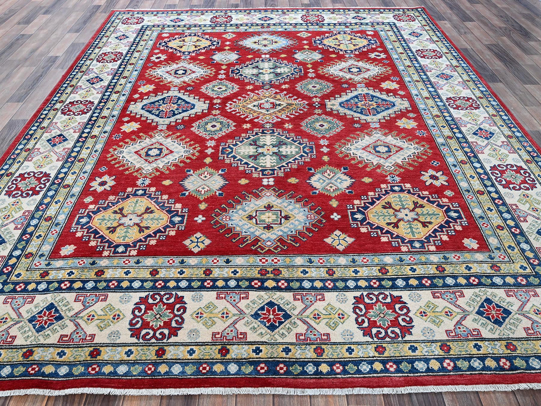 7'10" x 9'11" New Hand Knotted Red Wool Rectangle Oriental Rug - MOA102530