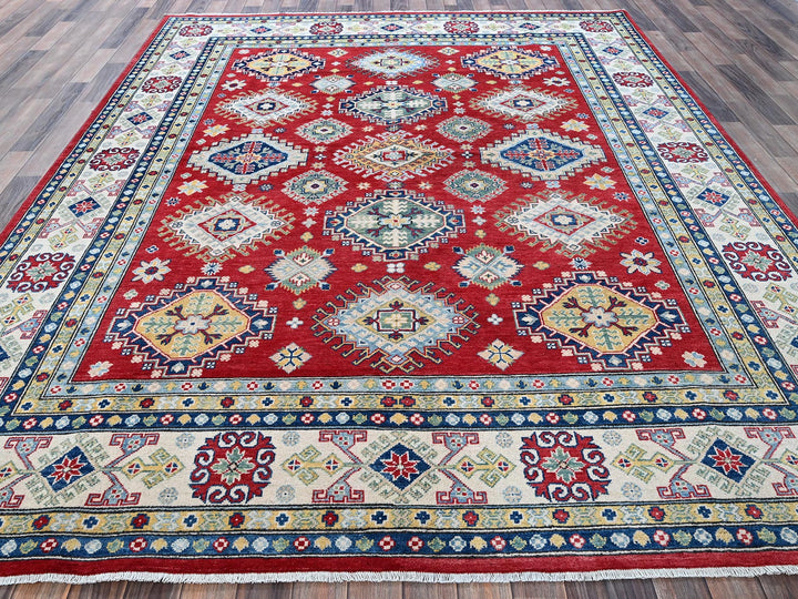 7'10" x 9'11" New Hand Knotted Red Wool Rectangle Oriental Rug - MOA102530