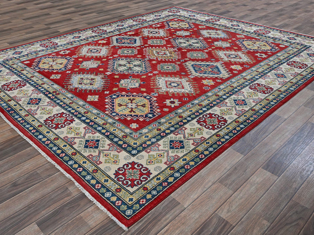 7'10" x 9'11" New Hand Knotted Red Wool Rectangle Oriental Rug - MOA102530