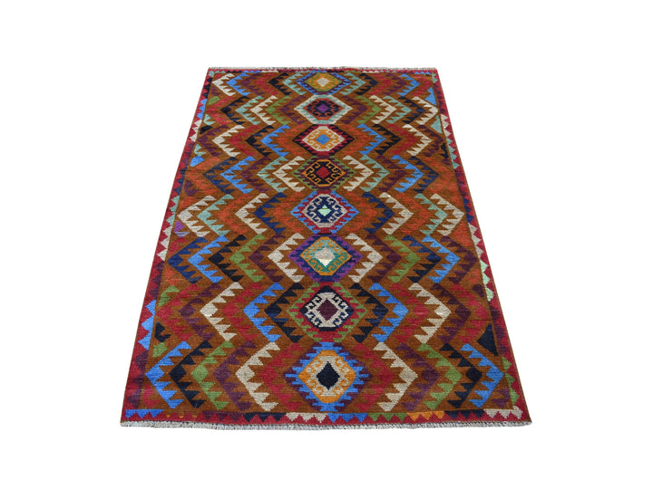 3'9" x 6'0" New Hand Knotted Multicolored Wool Rectangle Oriental Rug - MOA10253143