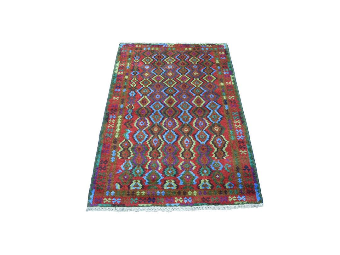 3'5" x 4'8" New Hand Knotted Purple Wool Rectangle Oriental Rug - MOA10253179