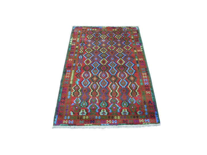 3'5" x 4'8" New Hand Knotted Purple Wool Rectangle Oriental Rug - MOA10253179