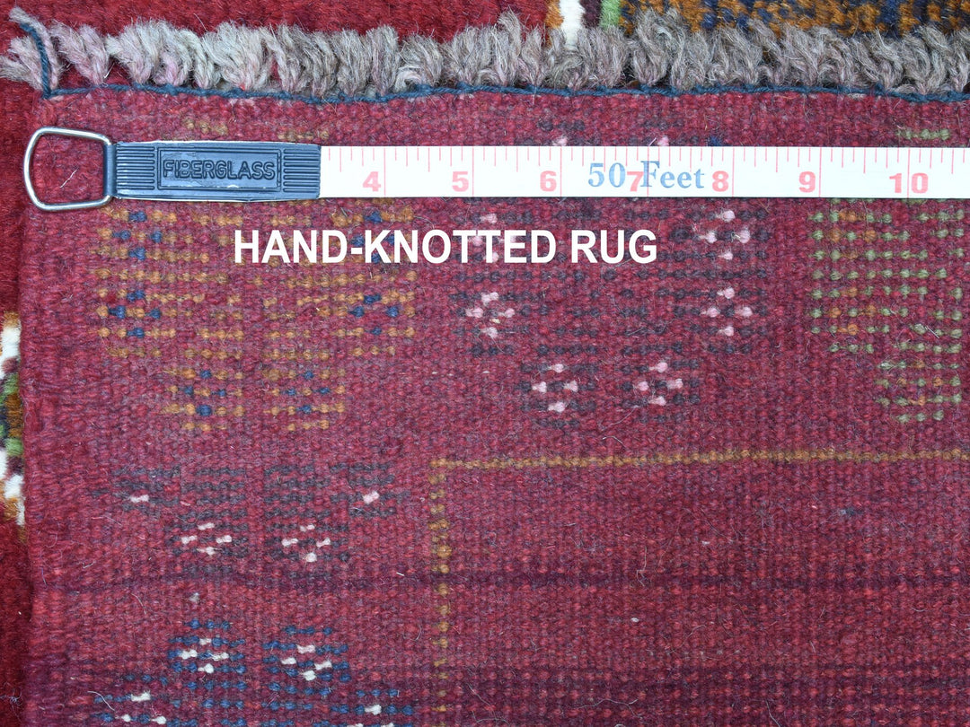 3'7" x 4'10" New Hand Knotted Red Wool Rectangle Oriental Rug - MOA10253285
