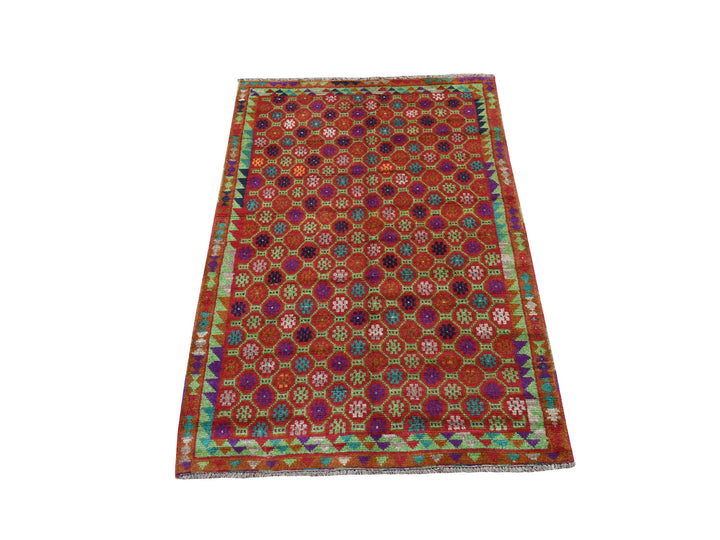 3'0" x 4'8" New Hand Knotted Orange Wool Rectangle Oriental Rug - MOA10253288