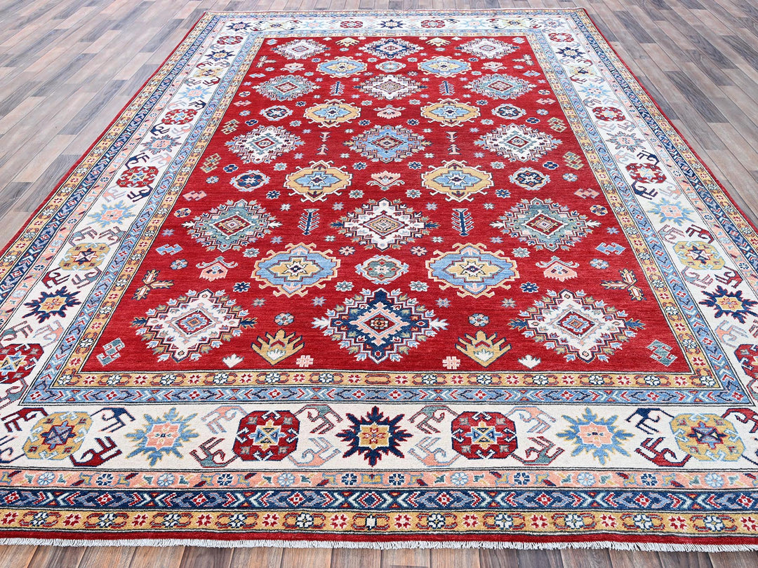 8'0" x 11'3" New Hand Knotted Red Wool Rectangle Oriental Rug - MOA102532