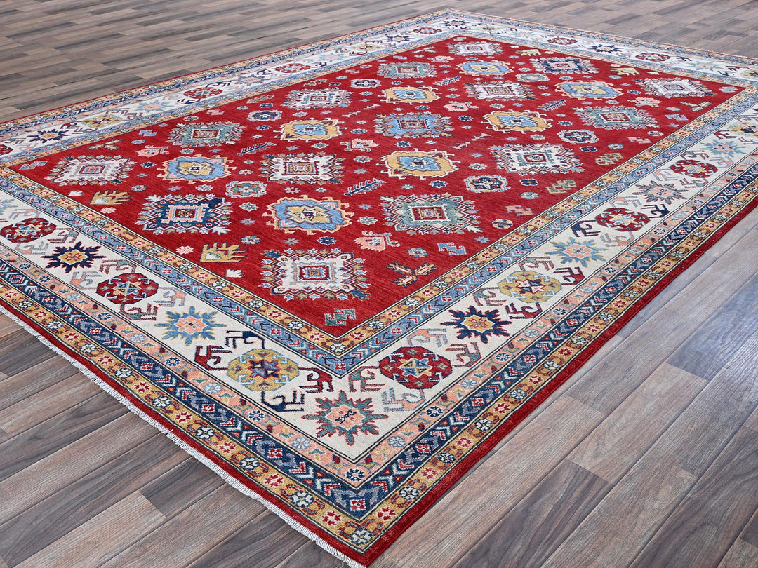8'0" x 11'3" New Hand Knotted Red Wool Rectangle Oriental Rug - MOA102532