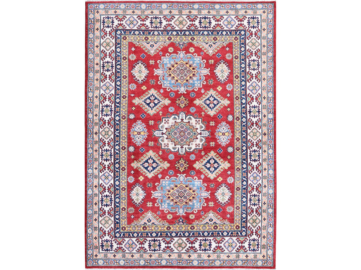 6'3" x 8'11" New Hand Knotted Red Wool Rectangle Oriental Rug - MOA102533