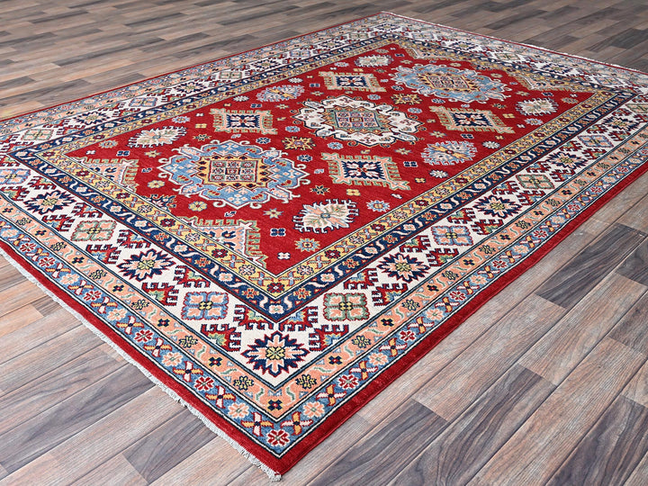 6'3" x 8'11" New Hand Knotted Red Wool Rectangle Oriental Rug - MOA102533
