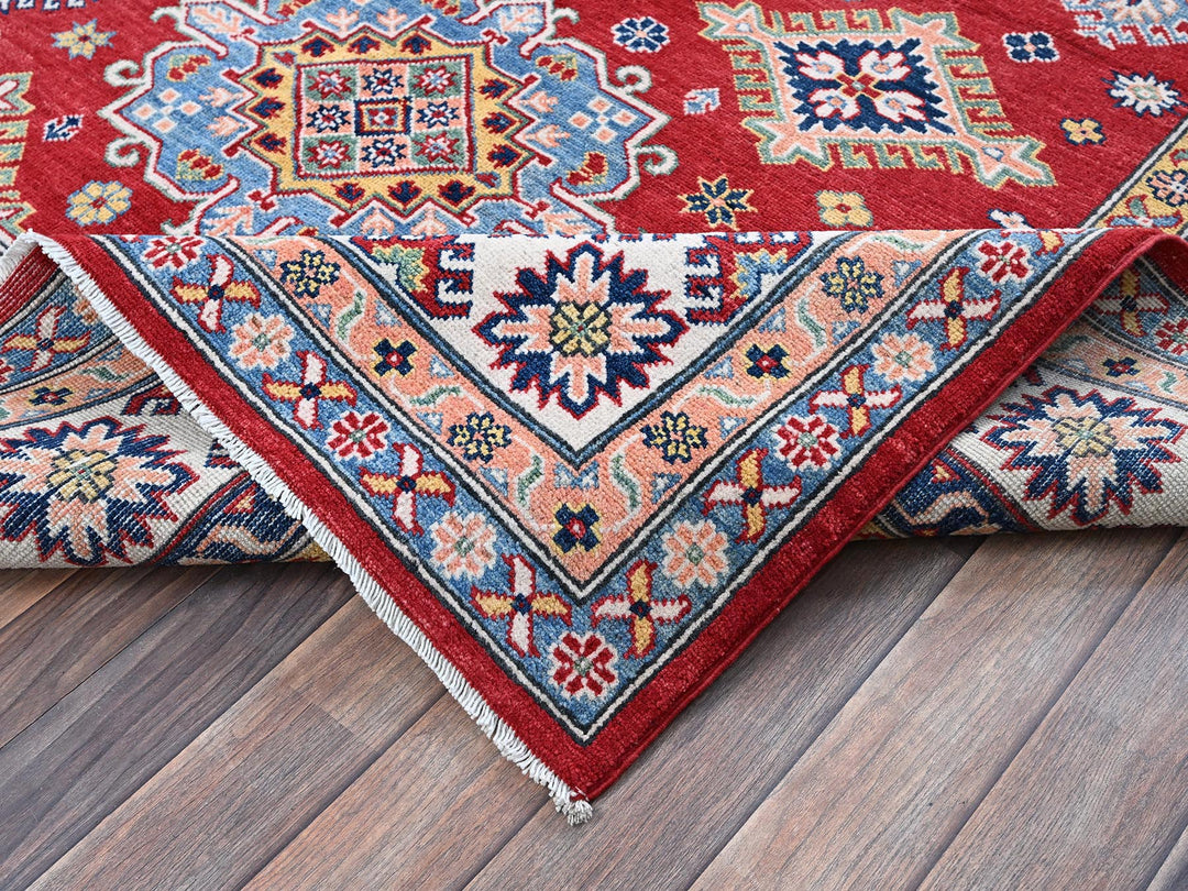 6'3" x 8'11" New Hand Knotted Red Wool Rectangle Oriental Rug - MOA102533