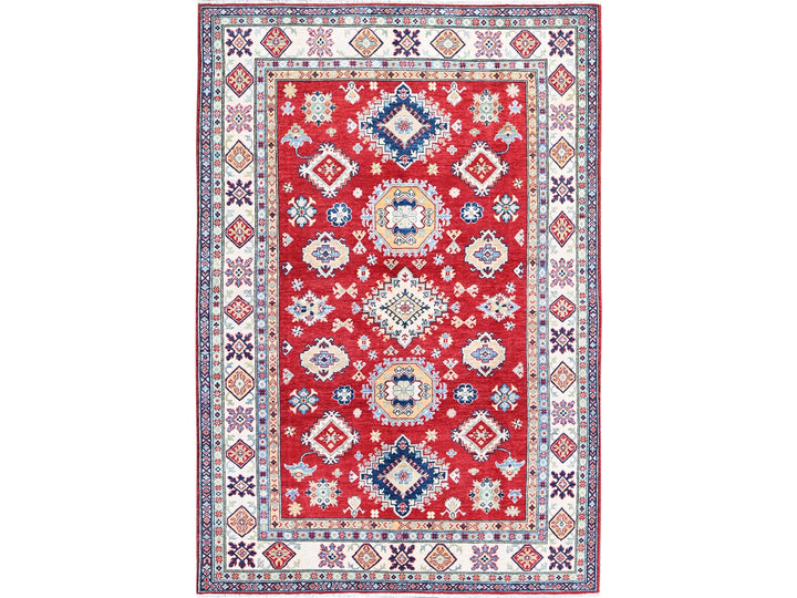 5'10" x 8'8" New Hand Knotted Red Wool Rectangle Oriental Rug - MOA102534