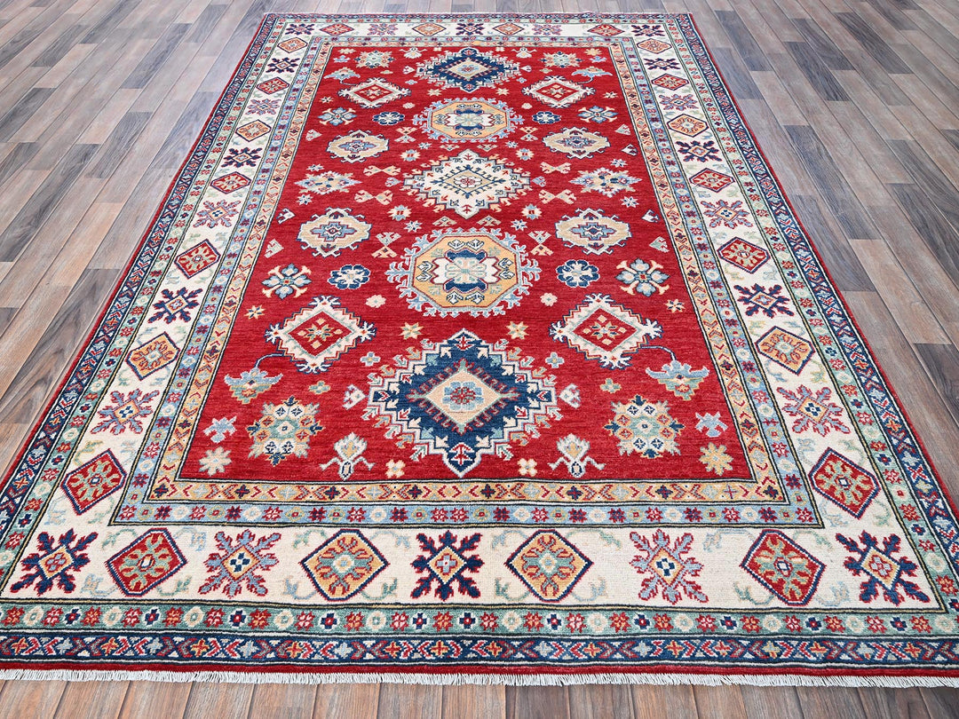 5'10" x 8'8" New Hand Knotted Red Wool Rectangle Oriental Rug - MOA102534