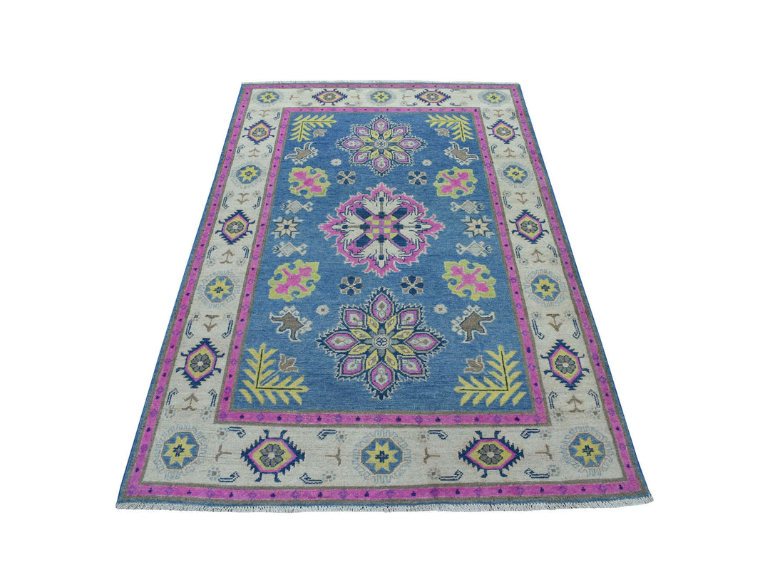 4'0" x 6'4" New Hand Knotted Blue Wool Rectangle Oriental Rug - MOA10253517
