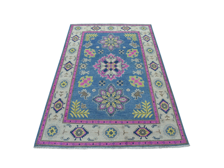 4'0" x 6'4" New Hand Knotted Blue Wool Rectangle Oriental Rug - MOA10253517