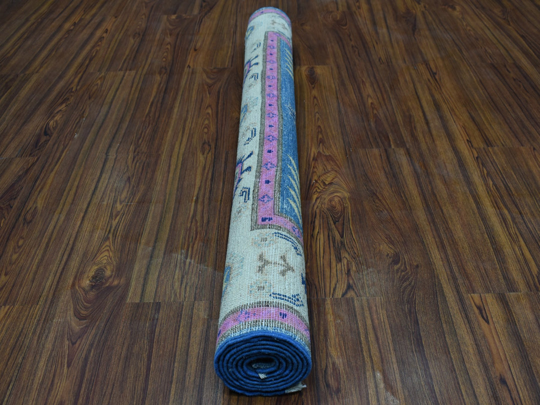 4'0" x 6'4" New Hand Knotted Blue Wool Rectangle Oriental Rug - MOA10253517