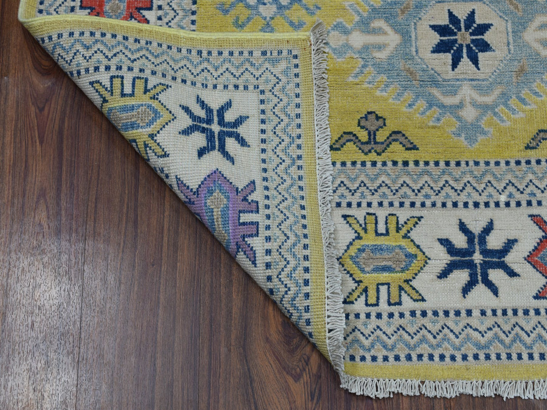 4'0" x 6'4" New Hand Knotted Yellow Wool Rectangle Oriental Rug - MOA10253528
