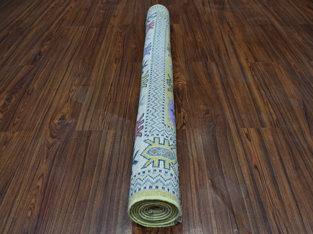 4'0" x 6'4" New Hand Knotted Yellow Wool Rectangle Oriental Rug - MOA10253528