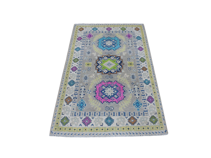 3'3" x 5'0" New Hand Knotted Grey Wool Rectangle Oriental Rug - MOA10253538