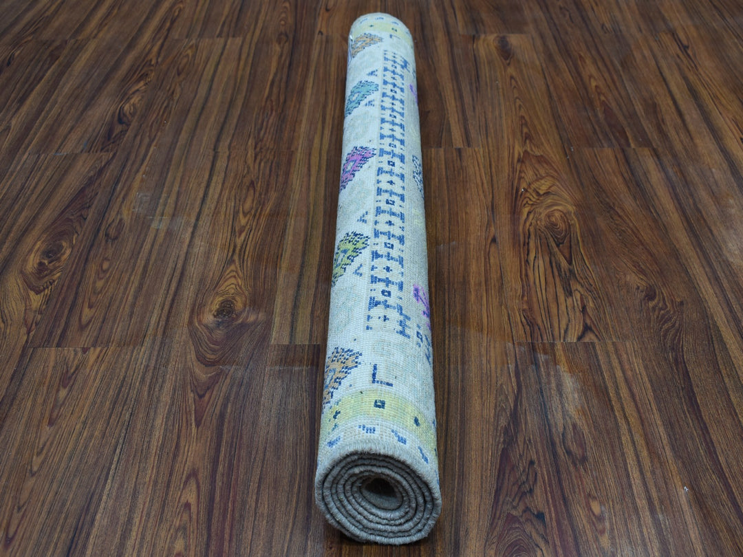 3'3" x 5'0" New Hand Knotted Grey Wool Rectangle Oriental Rug - MOA10253538