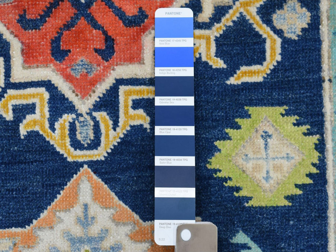 3'1" x 5'0" New Hand Knotted Blue Wool Rectangle Oriental Rug - MOA10253539
