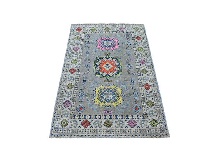 3'3" x 5'0" New Hand Knotted Grey Wool Rectangle Oriental Rug - MOA10253540