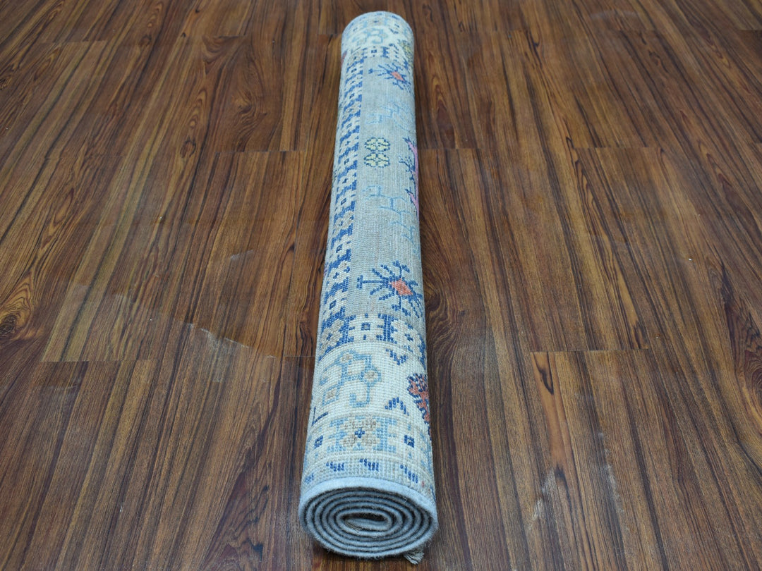 3'3" x 5'0" New Hand Knotted Grey Wool Rectangle Oriental Rug - MOA10253540