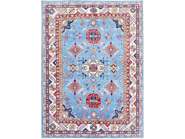 6'2" x 8'7" New Hand Knotted Blue Wool Rectangle Oriental Rug - MOA102535