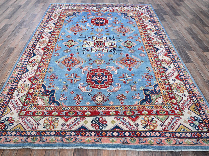 6'2" x 8'7" New Hand Knotted Blue Wool Rectangle Oriental Rug - MOA102535