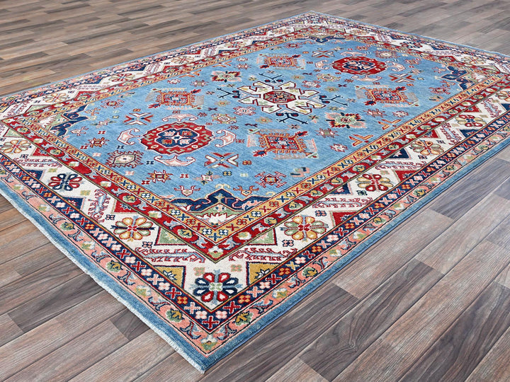 6'2" x 8'7" New Hand Knotted Blue Wool Rectangle Oriental Rug - MOA102535