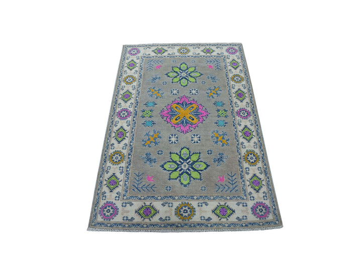 3'5" x 4'10" New Hand Knotted Grey Wool Rectangle Oriental Rug - MOA10253780