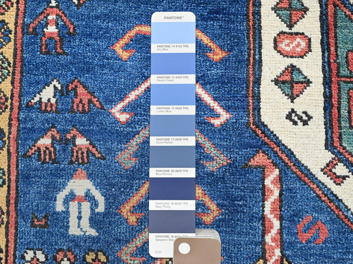 5'2" x 6'11" New Hand Knotted Blue Wool Rectangle Oriental Rug - MOA102537