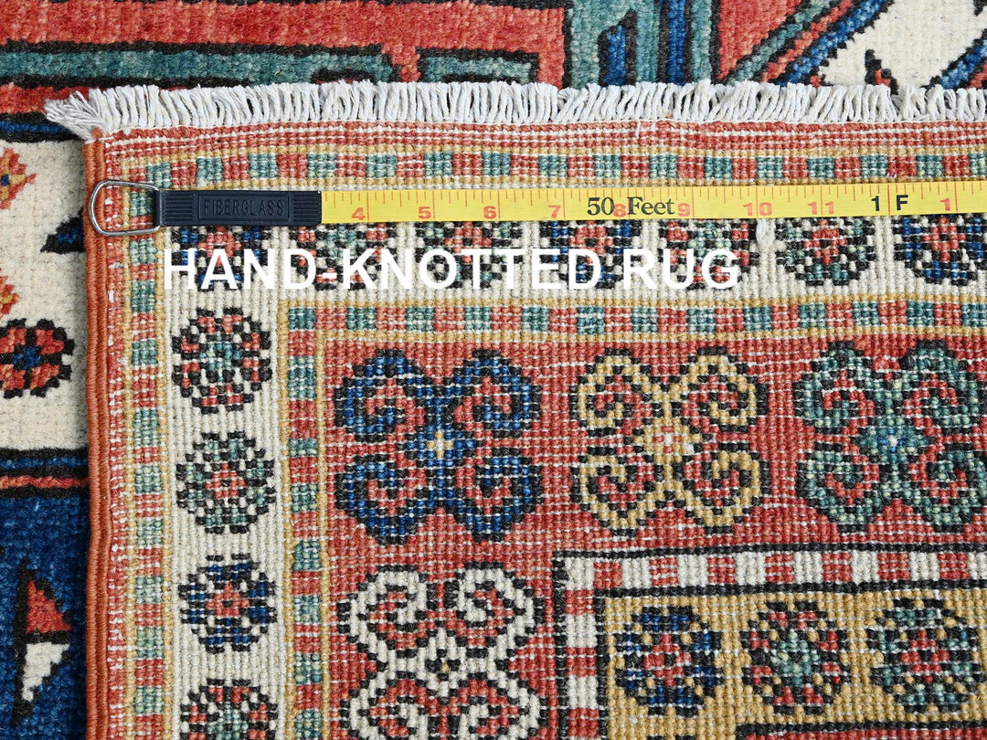 5'2" x 6'11" New Hand Knotted Blue Wool Rectangle Oriental Rug - MOA102537