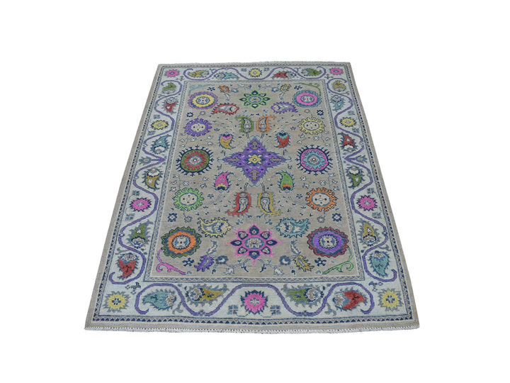 4'0" x 5'9" New Hand Knotted Grey Wool Rectangle Oriental Rug - MOA10253807