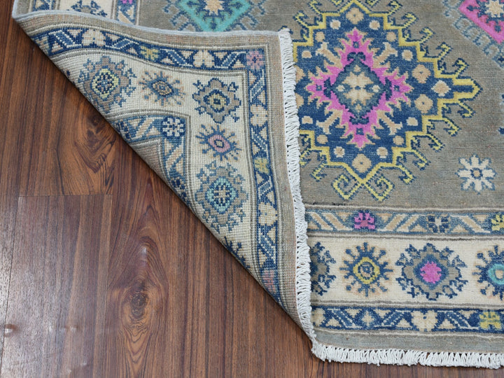 3'10" x 5'9" New Hand Knotted Grey Wool Rectangle Oriental Rug - MOA10253808