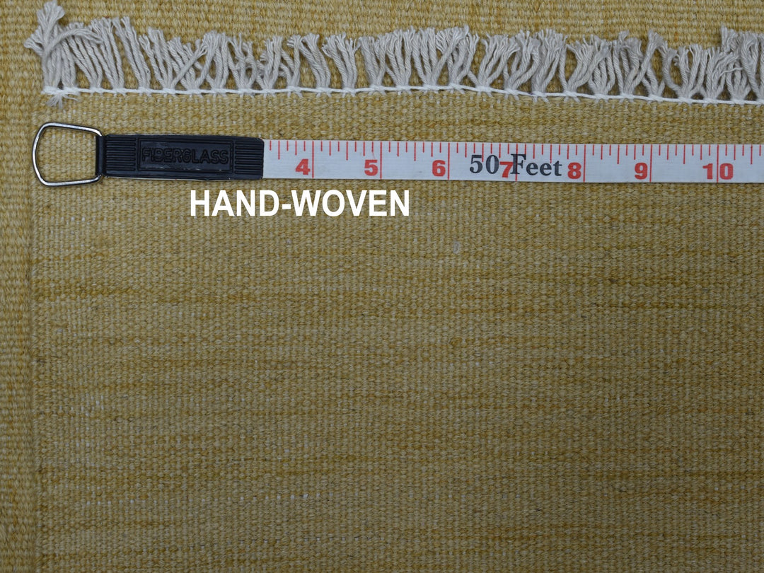 2'5" x 6'3" New Hand Woven Yellow Wool Runner Oriental Rug - MOA10253858