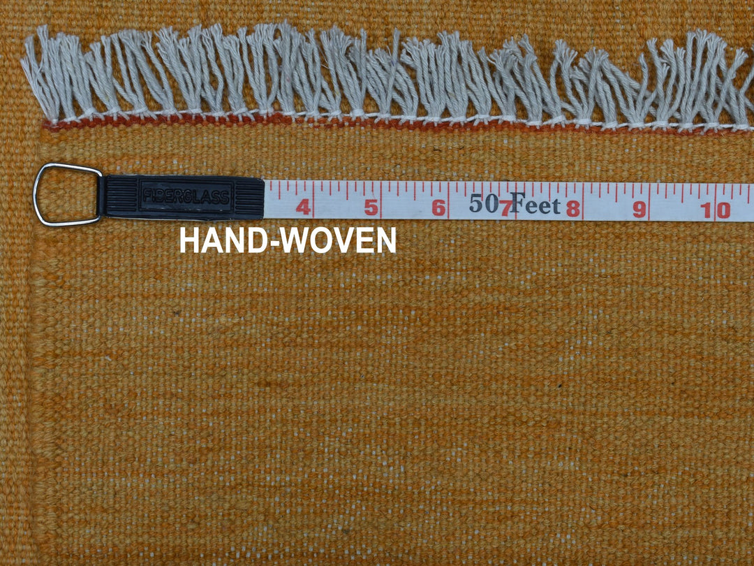2'4" x 6'4" New Hand Woven Yellow Wool Runner Oriental Rug - MOA10253861
