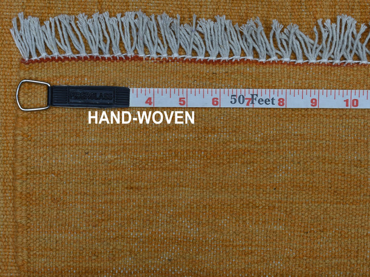 2'4" x 6'4" New Hand Woven Yellow Wool Runner Oriental Rug - MOA10253861
