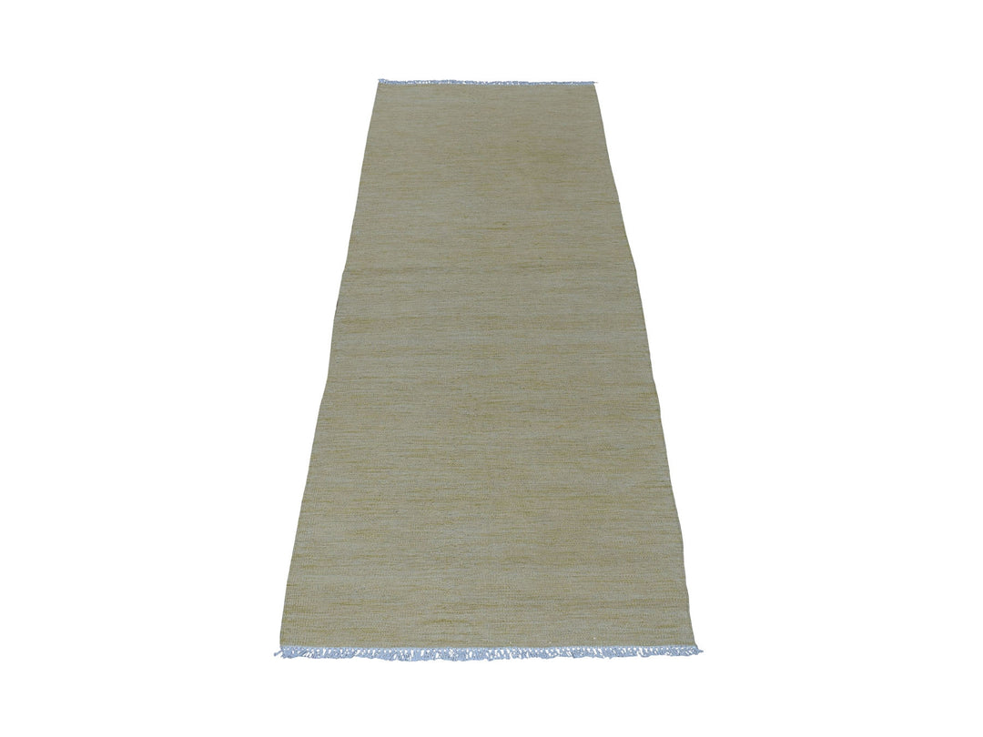 2'6" x 6'3" New Hand Woven Yellow Wool Runner Oriental Rug - MOA10253870