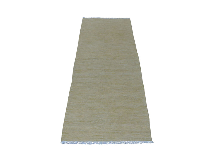 2'6" x 6'3" New Hand Woven Yellow Wool Runner Oriental Rug - MOA10253870
