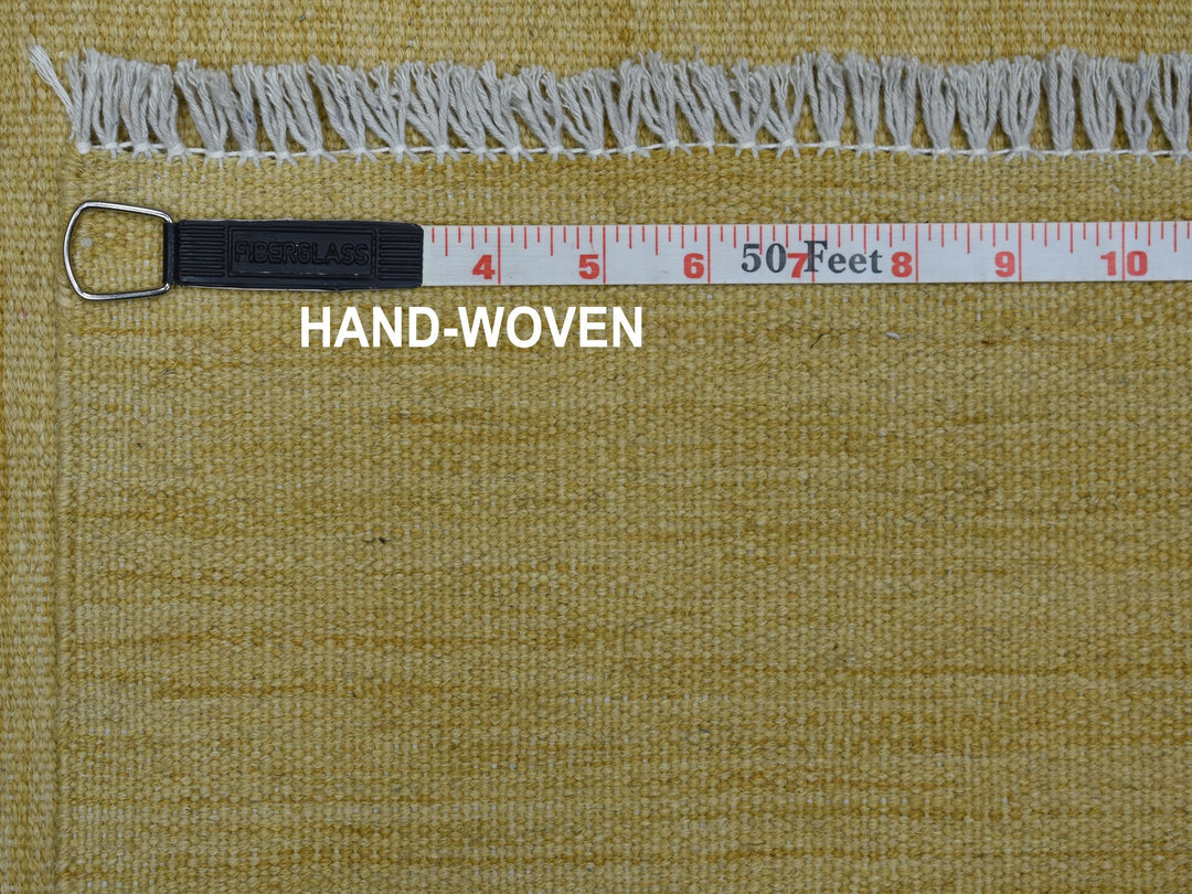 2'6" x 6'3" New Hand Woven Yellow Wool Runner Oriental Rug - MOA10253870