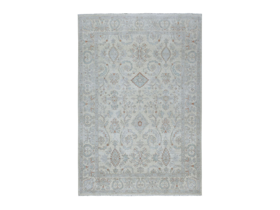 6'0" x 8'10" New Hand Knotted Grey Wool Rectangle Oriental Rug - MOA10253910